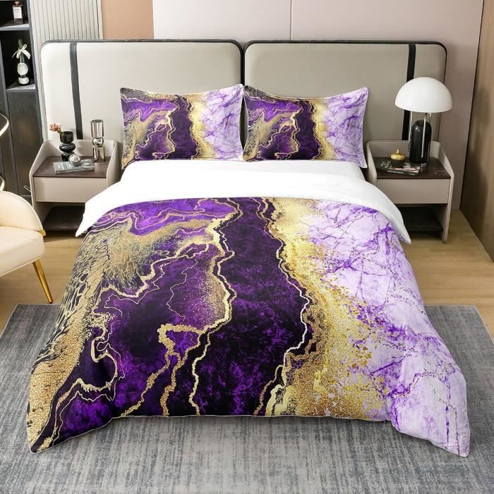 Housse De Couette 140x200 Marbre Vert HOMHOMHA - Parure De Lit 1 Personne Avec Taie 65x65 Cm
