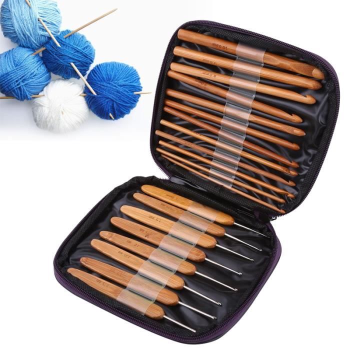Lot De 20 Aiguilles à Crochet En Bambou, Pour Tricot Et Couture, Neuves