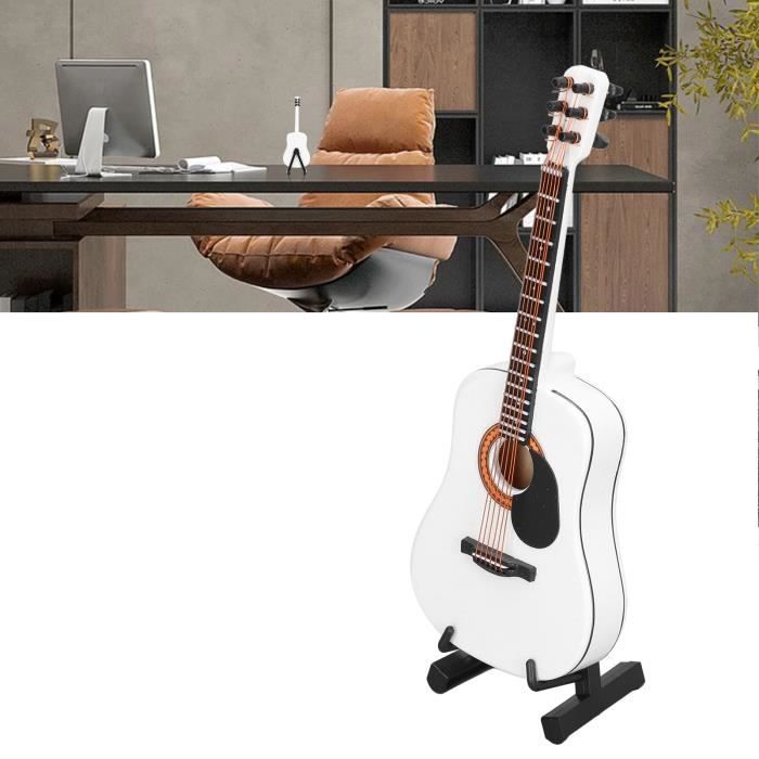 Lazmin Miniature Guitare En Bois Avec Support Et Étui - Décoration Maison Cadeau Musique