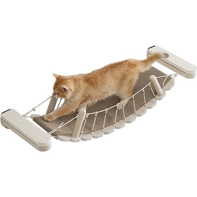 Meilleurs prix pour Pont pour Chat - FEANDREA - Étagère Murale - Tissu Lavable - Marron Avoine et Marron Café