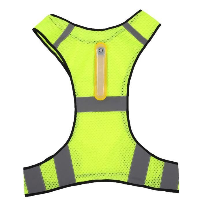 Gilet de course réfléchissant LED, gilet lumineux pour course de nuit rechargeable par USB, jusqu'à 11 heures d'éclairage avec taille/épaules ajustables pour femmes, hommes, enfants (Vert