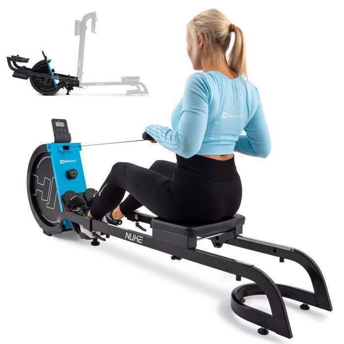 Rameur Pliable Magnétique Hop-Sport HS-060R - Roue D'inertie 9 Kg, 8 Niveaux De Résistance, écran LCD, Max 120 Kg