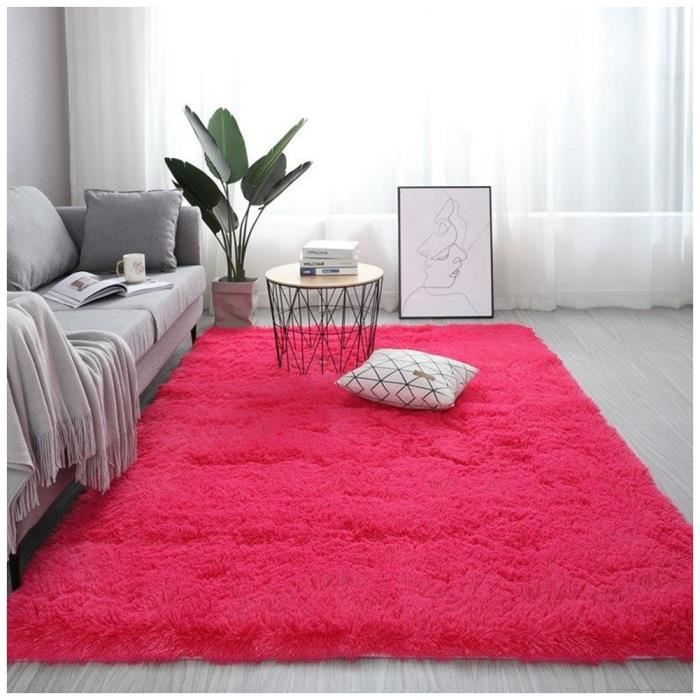 Tapiso silk tapis salon rouge shaggy antidérapant moelleux 160x230 RED  1,60-2,30 RED SILK - Conforama