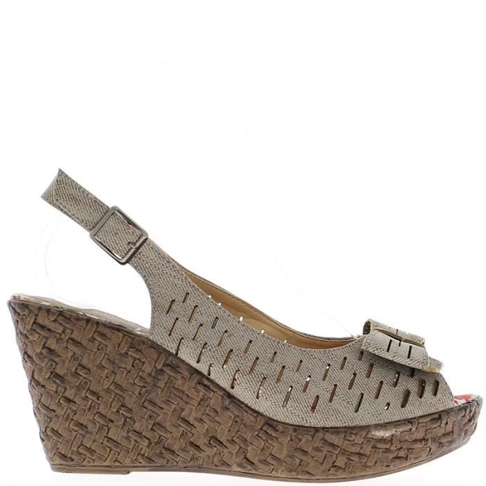 Sandales compensées taupe avec noeud à talon de 8,5cm et ...