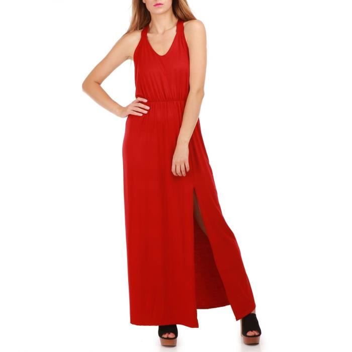 La Modeuse Robe Longue Sans Manches Rouge Cdiscount Pret A Porter