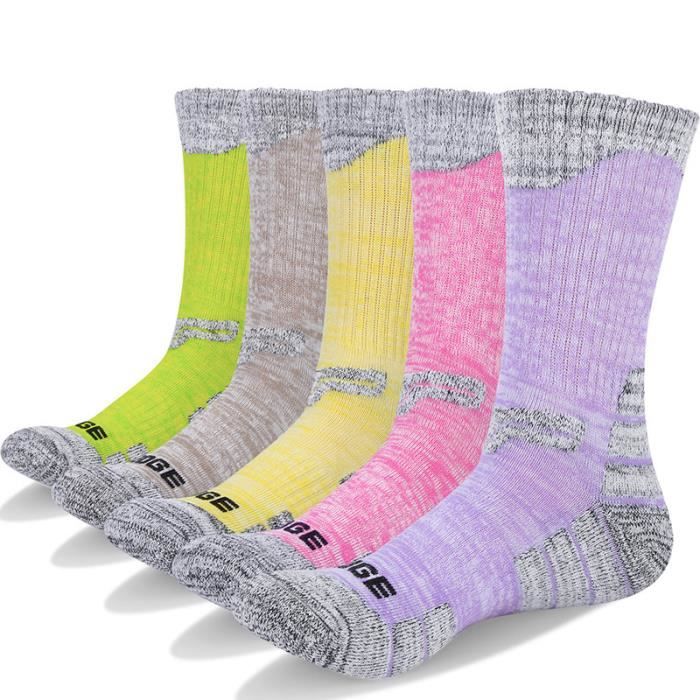 5 Paires Chaussettes de Sport Femme Mode pour Randonnée Trekking Camping  Cyclisme Tennis, Respirantes,Anti-ampoules