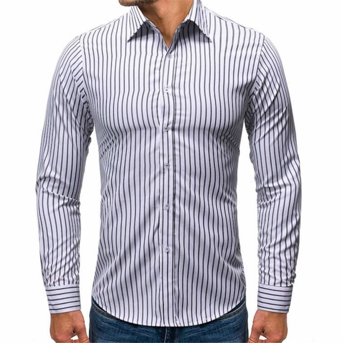Allthemen Chemise Homme Rayée Manches Longues – Casual Business Slim Fit, Coton Respirant, Look Élégant Décontracté