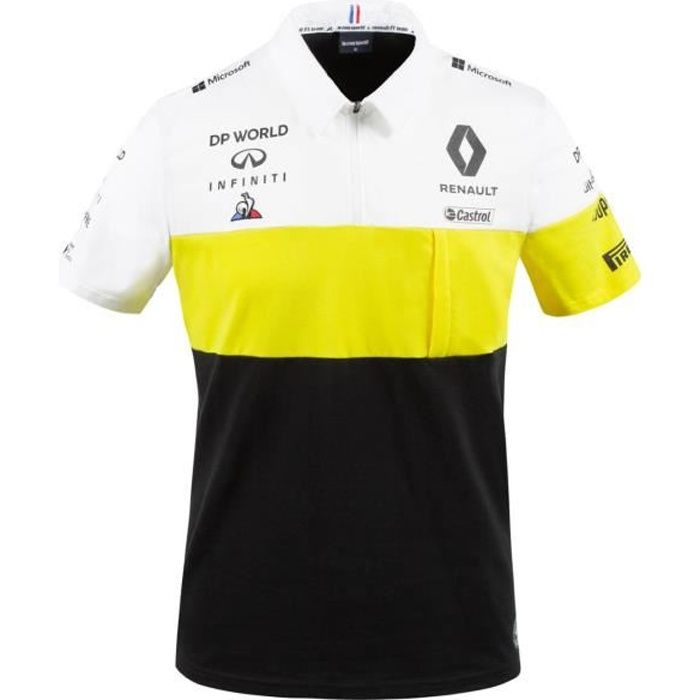 Polo Le Coq Sportif Renault noir / jaune / blanc homme