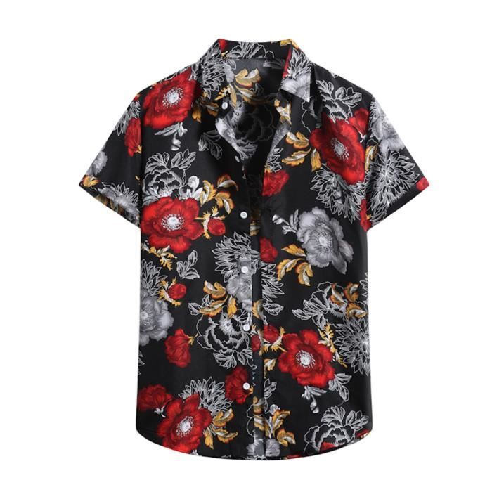 Chemise Hawaïenne Homme Rouge – Manches Courtes, Boutonnée, Taille XL (état Correct)