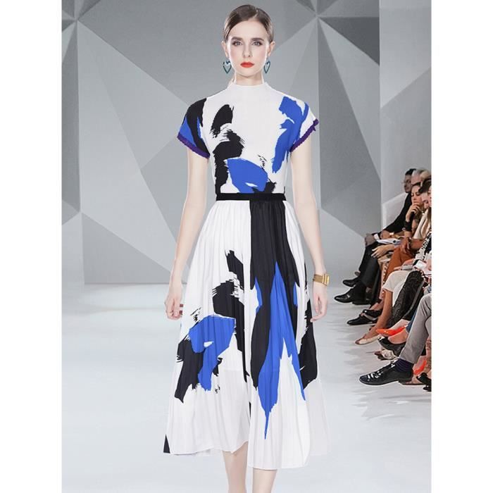 Jupe,Longue jupe pliss?�e Vintage, imprim?� Floral ?�l?�gant, pull-over extensible, haut et ligne a 