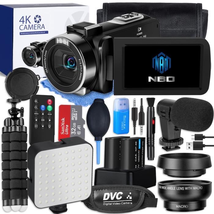 NBD Caméra vidéo caméra 4K, caméra d'enregistrement vidéo uhd 60fps / 48mp autofocus pour caméra numérique Youtube Caméscope