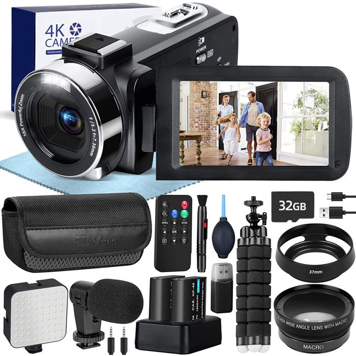 NBD Caméra vidéo caméra 4K caméra denregistrement vidéo uhd 60fps / 48mp autofocus pour caméra numérique Youtube Caméscope