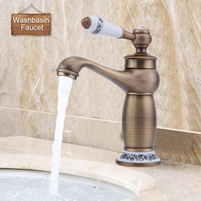 Robinet De Salle De Bain En Laiton Pour évier De Lavabo Rétro (version Courte En Céramique
