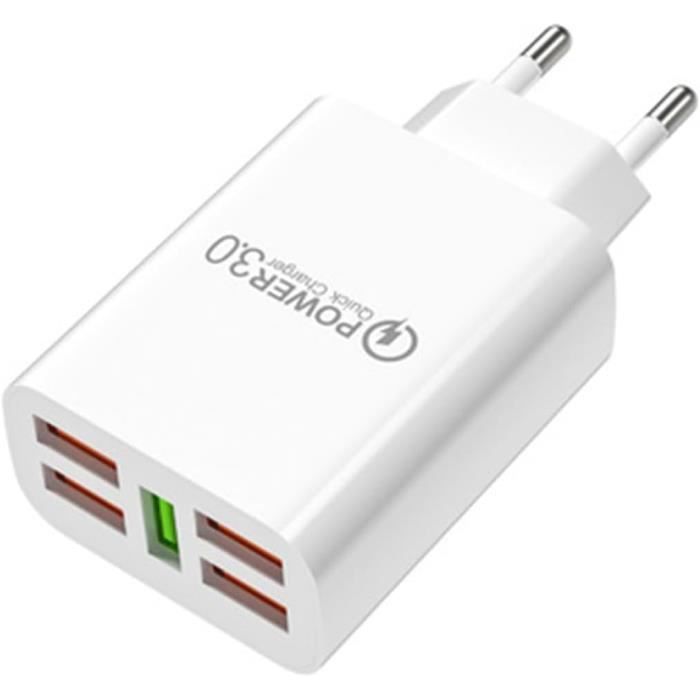 Chargeur USB Multiple, 4-Port Prise USB 40W QC 3.0 Bloc Chargeur Rapide