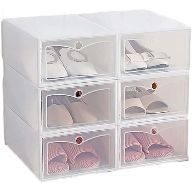 Boite A Chaussure Transparente Caisse Rangement Attelite Lot De 9 Boîtes à Chaussures Empilables En Plastique Transparent XL Avec Porte Magnétique Blanc Transparent Rangement Chaussure Boite Sneakers