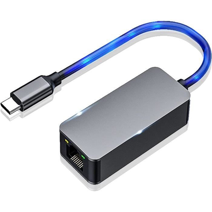 Adaptateur USB-C Vers Ethernet RJ45 100 Mbps - Compatible Doogee V Max Pro, MacBook, PC - Connexion Filaire Stable
