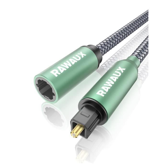 RAWAUX Câble Extension Optique 1M- Câble Optique Audio Toslink Femelle vers  Mâle - Câble Extension Fibre Optique Audio Numérique107 - Cdiscount  Informatique