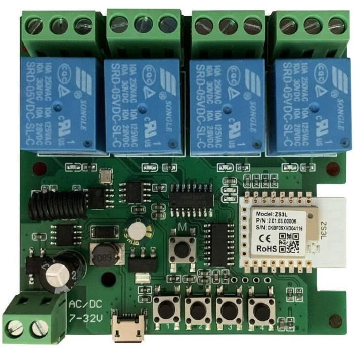 Module Relais ZigBee 4 Canaux 12V - Interrupteur Inteligent MHCOZY Pour Domotique