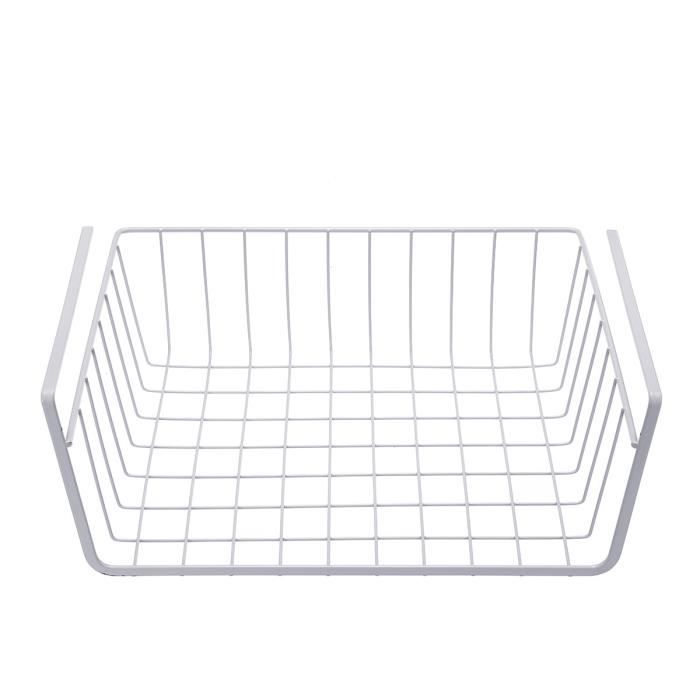 Panier De Rangement Sous Étagère Extensible Blanc - Organisateur Suspendu Armoire Cuisine Salle De Bain Bureau