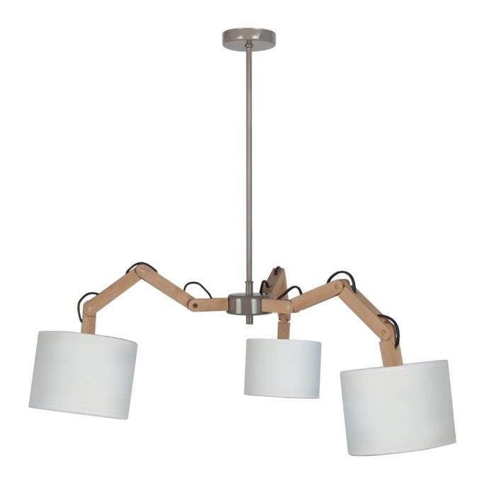 Lustre En Bois Classique 3 Lumières Arterameferro – Style Taverne