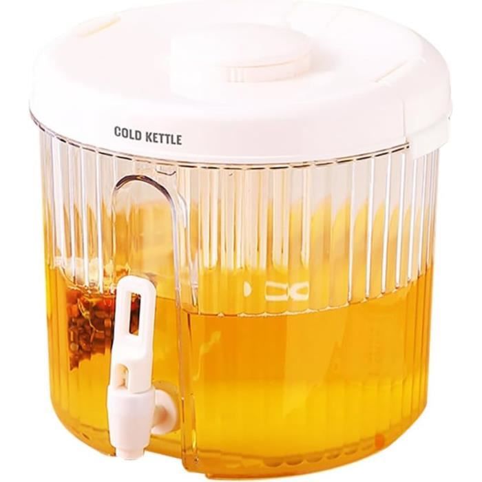 Distributeur De Boissons En Verre 3L Avec Robinet - Grand Dispenser Froid Pour Réfrigérateur Et Fêtes
