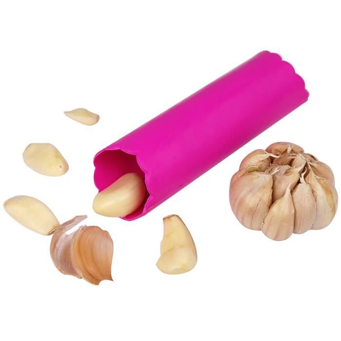TRIXES Éplucheur d'ail en silicone rose, accessoire de cuisine en forme de rouleau