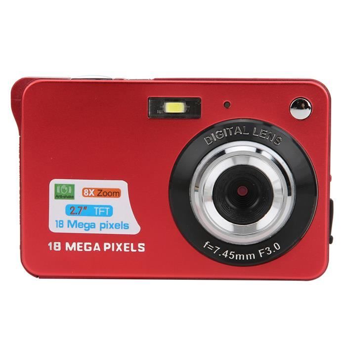 PAL Appareil Photo Numérique 8x Zoom Carte 18 MP 2.7'' Affichage LCD Support Maximum 32GB Carte Mémoire (rouge )