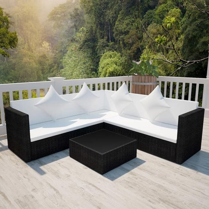 Salon de jardin vidaXL 4 pcs Résine tressée Imperméable et résistant aux intempéries - vue 10
