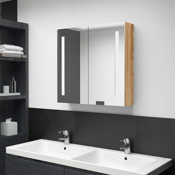vidaXL Armoire de Salle de Bain à Miroir LED Meuble de Rangement Mural Armoire à Pharmacie Armoire de Rangement Intérieur 326522