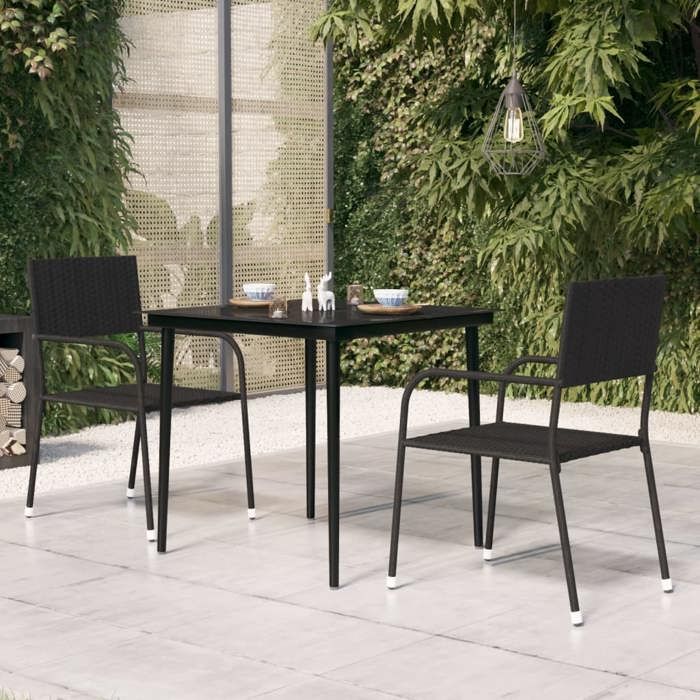 vidaXL Table à dîner de jardin 80x80 cm Acier et verre