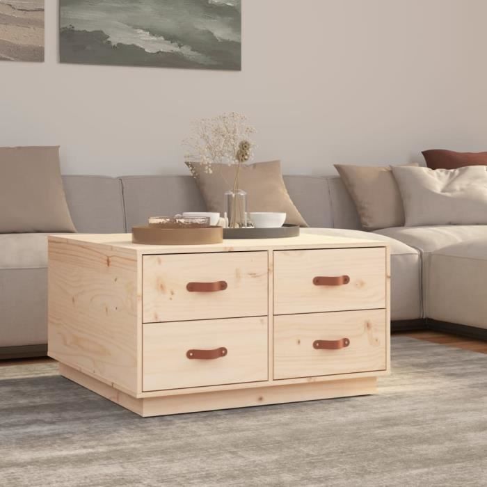 821517 vidaXL Table basse 80x80x45 cm Bois massif de pin