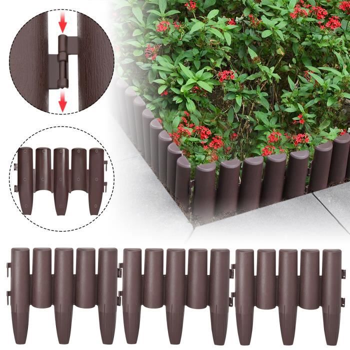 Bordure De Jardin ACXIN Aspect Bois 16,8m (28x24cm) – Décoration Pelouse, Marron, Facile à Clipser
