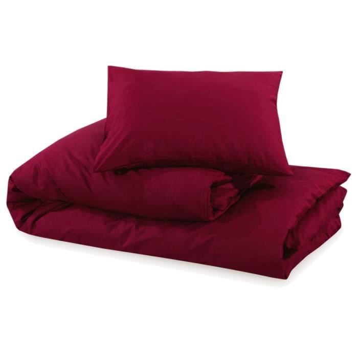 YOSOO Ensemble de housse de couette Bordeaux 260x240 cm Coton YS002