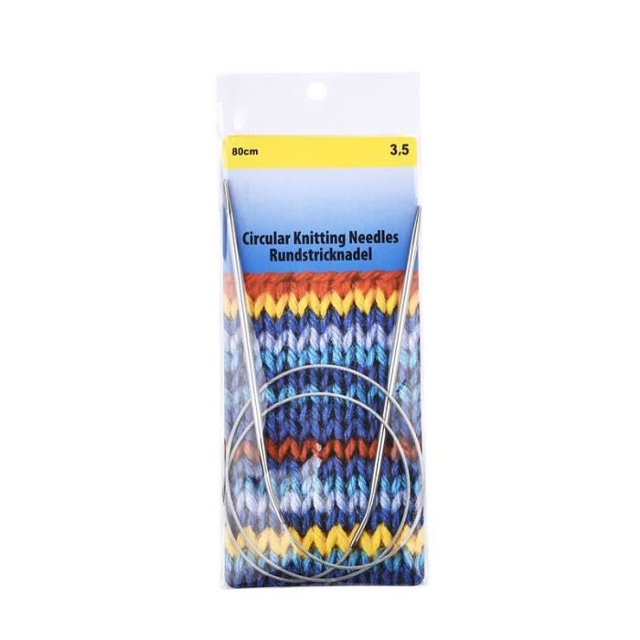 Aiguilles Circulaires à Tricoter - Lot De 15 (5 Tailles : 2/2,5/3/3,5/4 Mm) - Acier Inoxydable, Longueur 21 Cm
