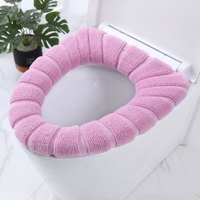 Pink -Couvercle de siège de salle de bain en velours côtelé, couvercle