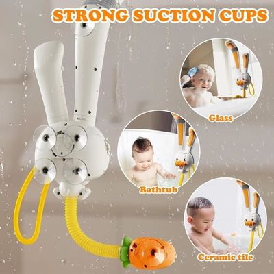Kit Douche Murale Amusant PATEMZON Jouet De Bain, Douche Murale Créative En Forme De Lapin Avec 2 Pommes Douche Jouet Bain Electrique Avec Pompe D Aspiration Amovible Pomme De Douche Reglable En