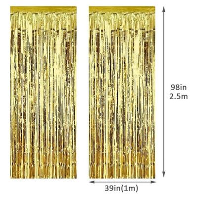 5 Rideau métallique, Or champagne mat, Frange aluminium, 1m x 2m, Décoration anniversaire mariage . - Maison
