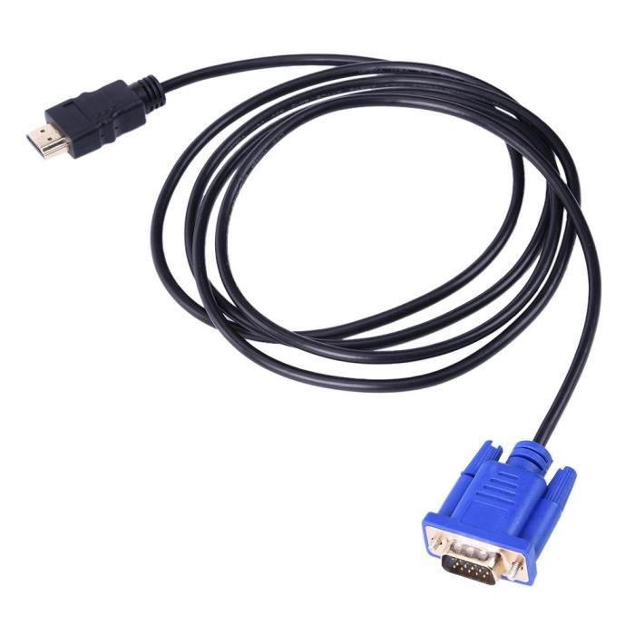Câble optique noir compatible HDMI vers VGA 1.8 P HD, 1080 M, avec  adaptateur Audio vers VGA - Cdiscount Informatique