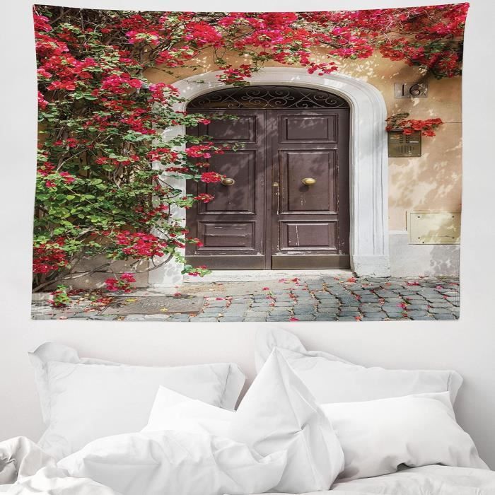 Porte Avec Des Fleurs, Décoration Murale En Tissu Pour La Chambre