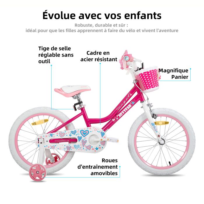 Vélo pour enfants - HILAND - 18 pouces - Cadre en acier - Frein à main - Mixte - Sport Vélo pour enfants - HILAND - 18 pouces - Cadre en acier - Frein à main - Mixte - Sport