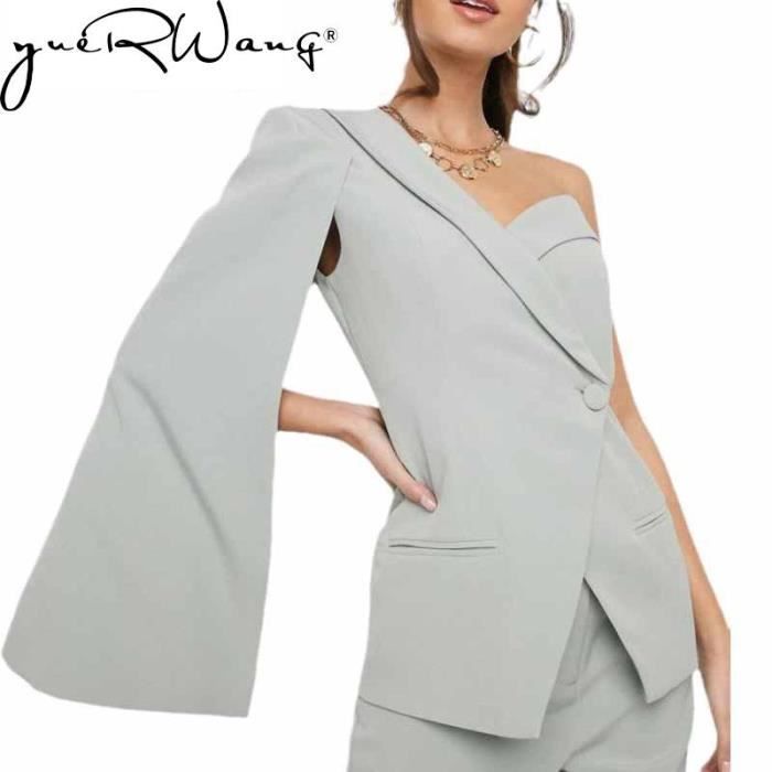 Manteau veste de costume irreguliere pour femme veste Slim grande taille epaules denudees a la mode lighter green blazer Blanc Cdiscount Pret a Porter