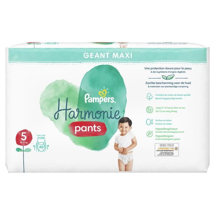 Couches-culottes Pampers Harmonie Pants - Taille 5 - 40 unités - Douces  pour la peau - Cdiscount Puériculture & Eveil bébé