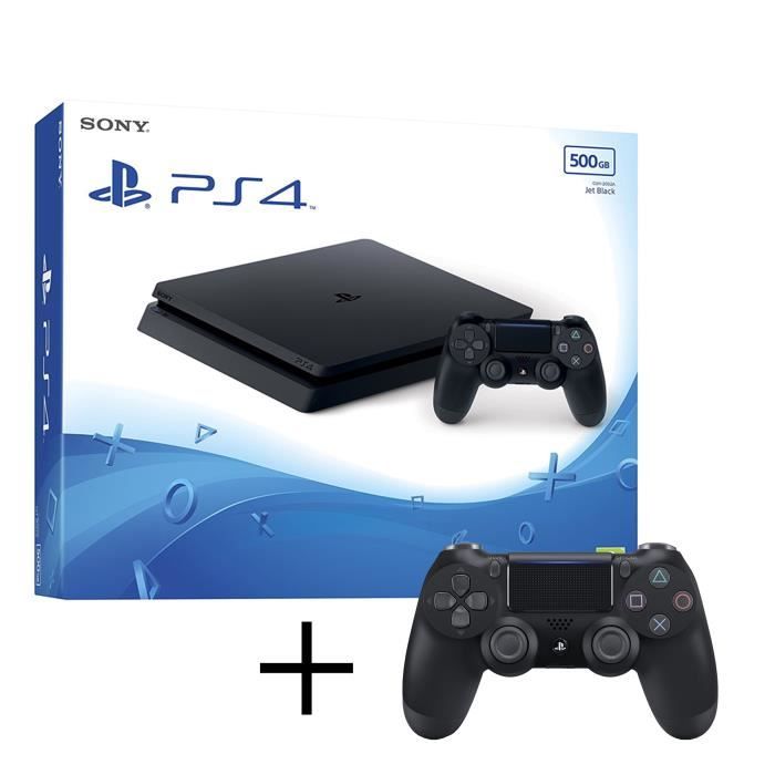Console PS4 Slim 500 Go Noire – Lot Avec 2 Manettes Et 8 Jeux, Sony PlayStation 4, état Occasion