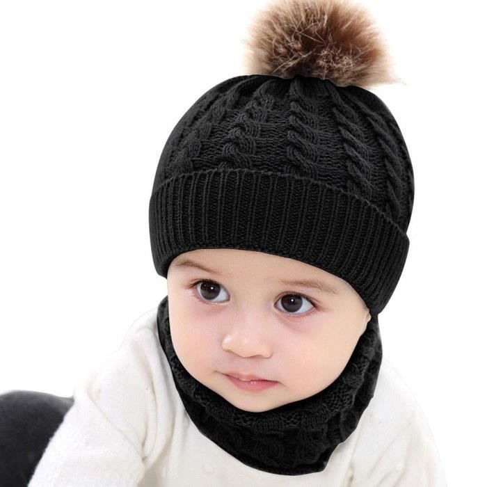 Bonnet Bébé Fille Hiver Pompom 0.5-8 Ans Tricotés Bonnet Bébé Garçon  Naissance Chaud Tube Echarpe Enfant Fille Automne Ensembl@M197 - Cdiscount  Prêt-à-Porter