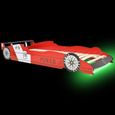 Lit voiture de course pour enfants - OVONNI - Economique avec LED - Rouge - 140x200 cm-2