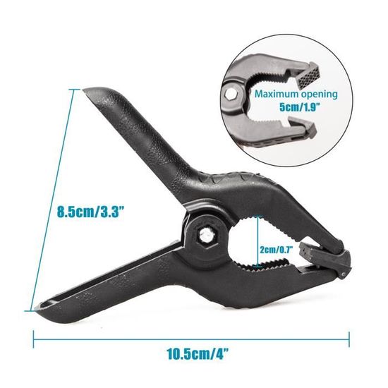 Lot De 10 Pinces à Ressort En Nylon Noir 4 Pouces - Multifonction Pour Bricolage, Modélisme, Photo - 5