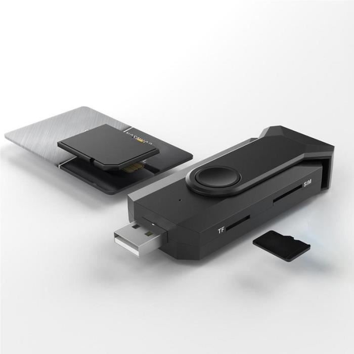 Noir-Lecteur de carte mémoire USB 3.0 SIM-Tf, lecteur de carte