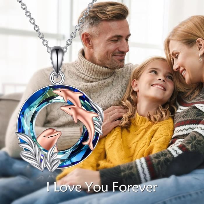 Blue Crystal Necklace For Women Dolphin Axolotl 925 Sterling Silver Cute Animal Pendant Necklace Jewelry Gifts For Girls Sis H4401 Achat Vente sautoir et collier Blue Crystal Necklace For Women Dolphi...