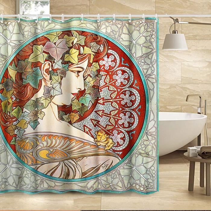 STRANDLUMMER rideau de douche, multicolore 180x180 cm 100 % polyester (100% recyclé