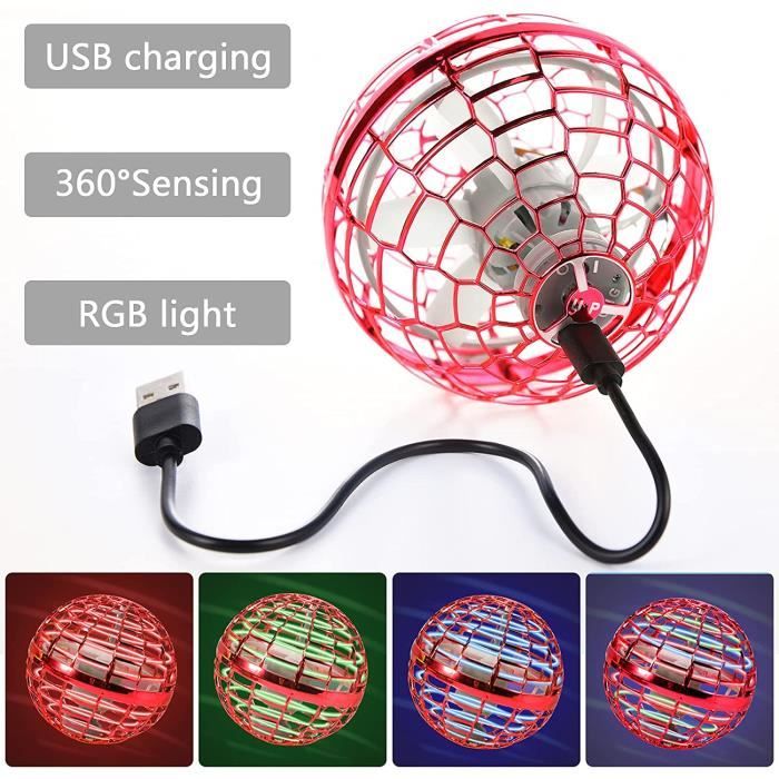 UFO Mini Drone Balle Volante LED – Jouet Rotatif 360° Contrôle Par Gestes, Idéal Enfants 6-12 Ans Intérieur & Extérieur